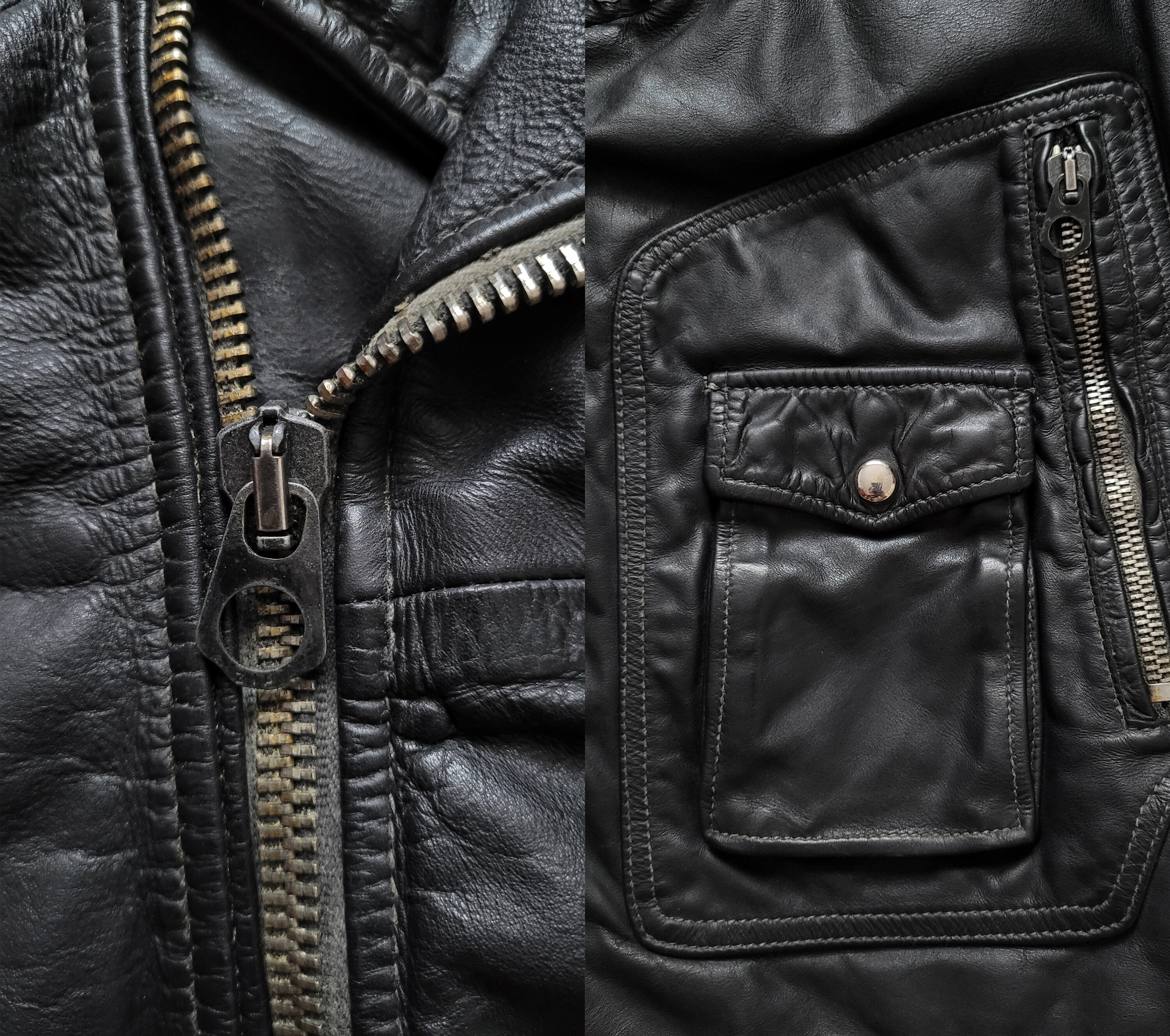 Original Rare 00s GAS 52' Retro Style D Pocket Motorcycle Leather