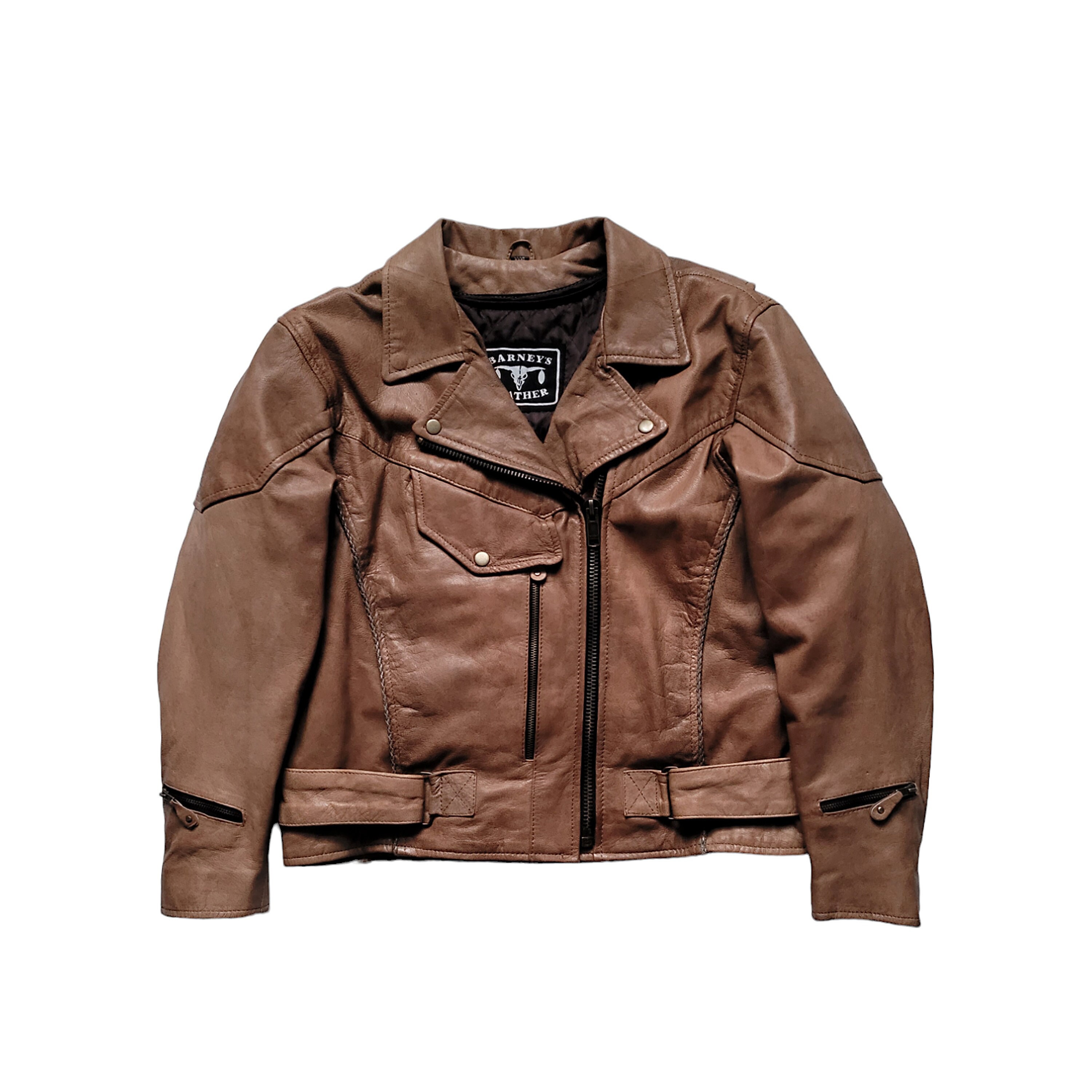 本革　80s 90s archive borown Leather Jacket Very Rare Vintage 90s Barneys Leather Multi Pocket Motorcycle Punk