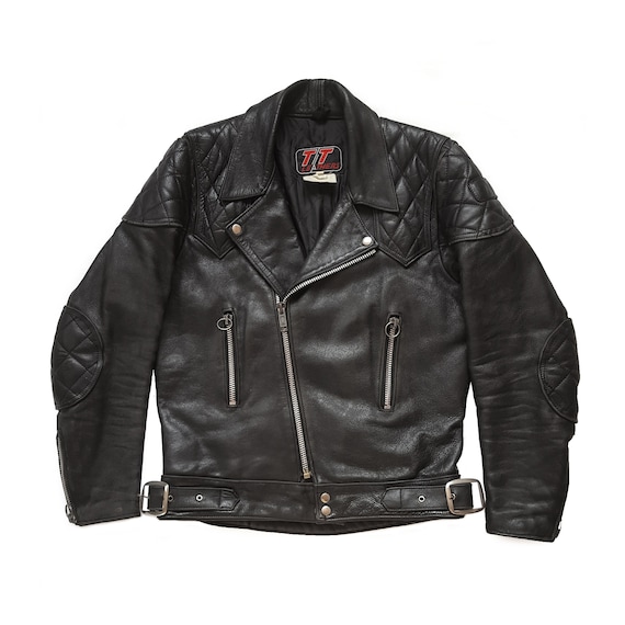 Rare Vintage 70s TT Leathers Essex Distressed Leather Rare Vintage 70s TT Leathers Essex Distressed Leather