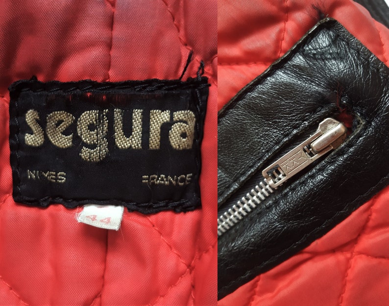 Very Rare Vintage 80s Segura Leather Cafe Racer / Rider Motorcycle Jacket Made In France 画像 6