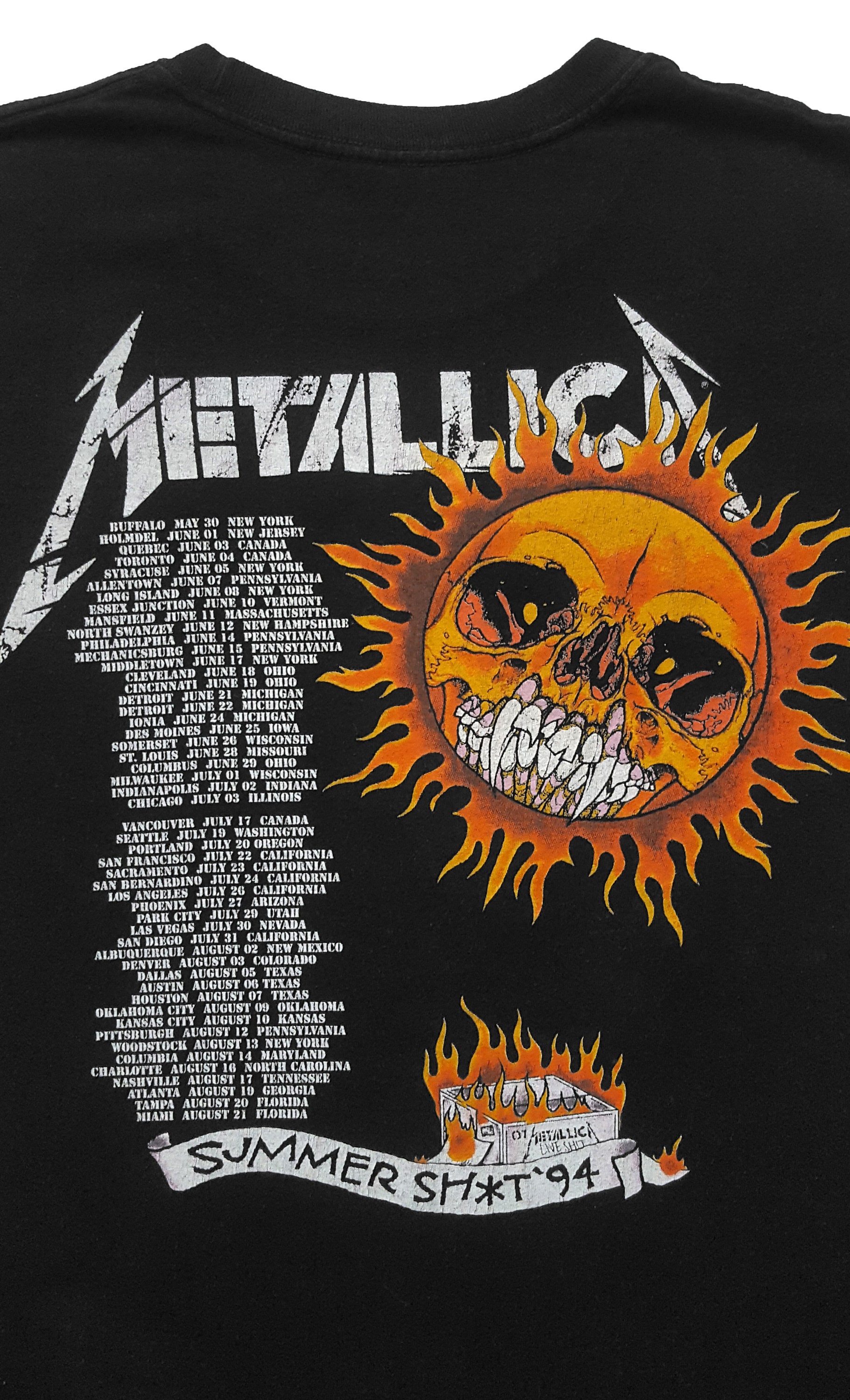 Original Rare Reissue 10s Metallica Flaming Skull Summer Sh*t '94