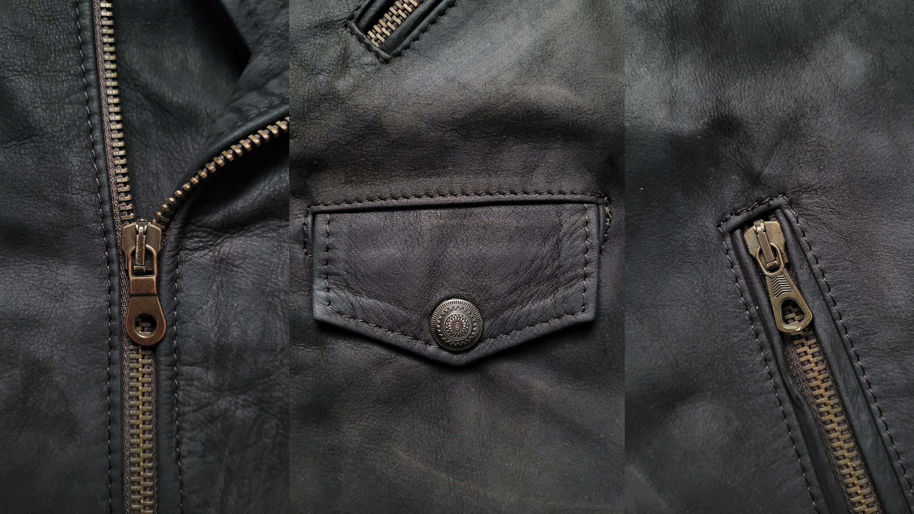 Rare Vintage 90s Vera Pelle Perfecto Style Oiled Nubuck