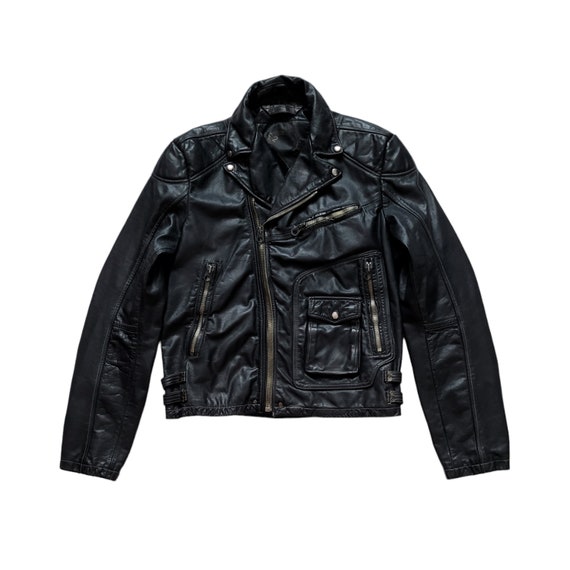 Original Rare 00s GAS 52' Retro Style D Pocket Motorcycle Leather