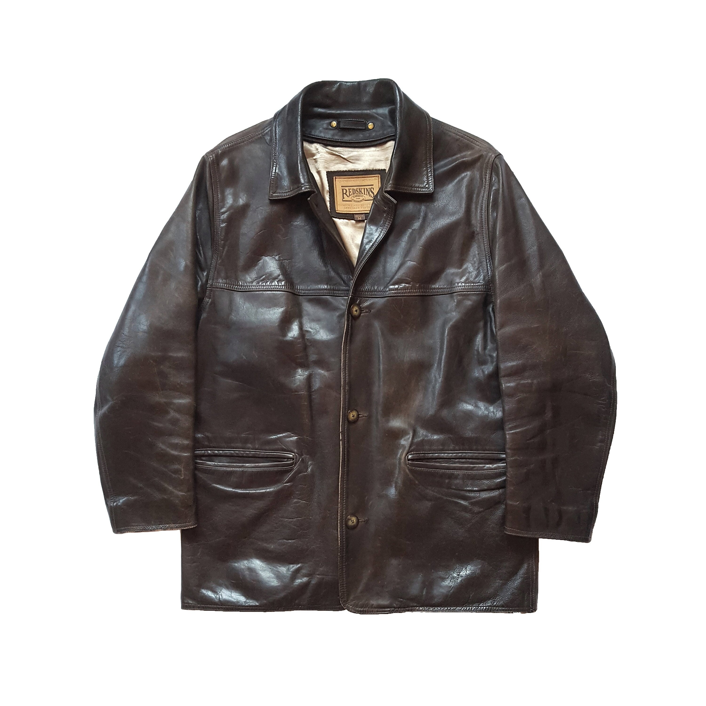 Rare Vintage 90s Territorie R. Distressed Bully Leather Short Coat