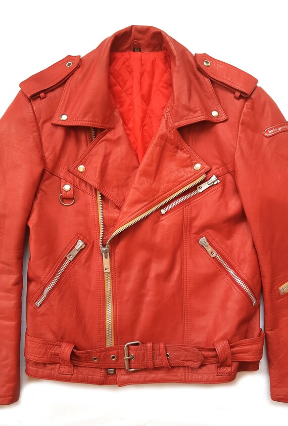 Very Rare Vintage 80s Hein Gericke Leather Punk Biker Motorcycle Jacket Made in Germany