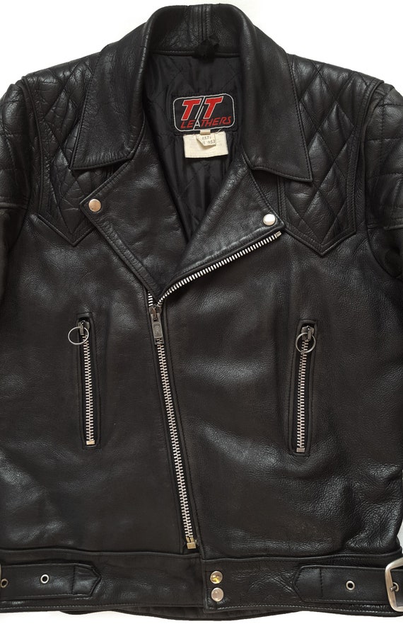 Rare Vintage 70s TT Leathers Essex Distressed Leather Rare Vintage 70s TT Leathers Essex Distressed Leather