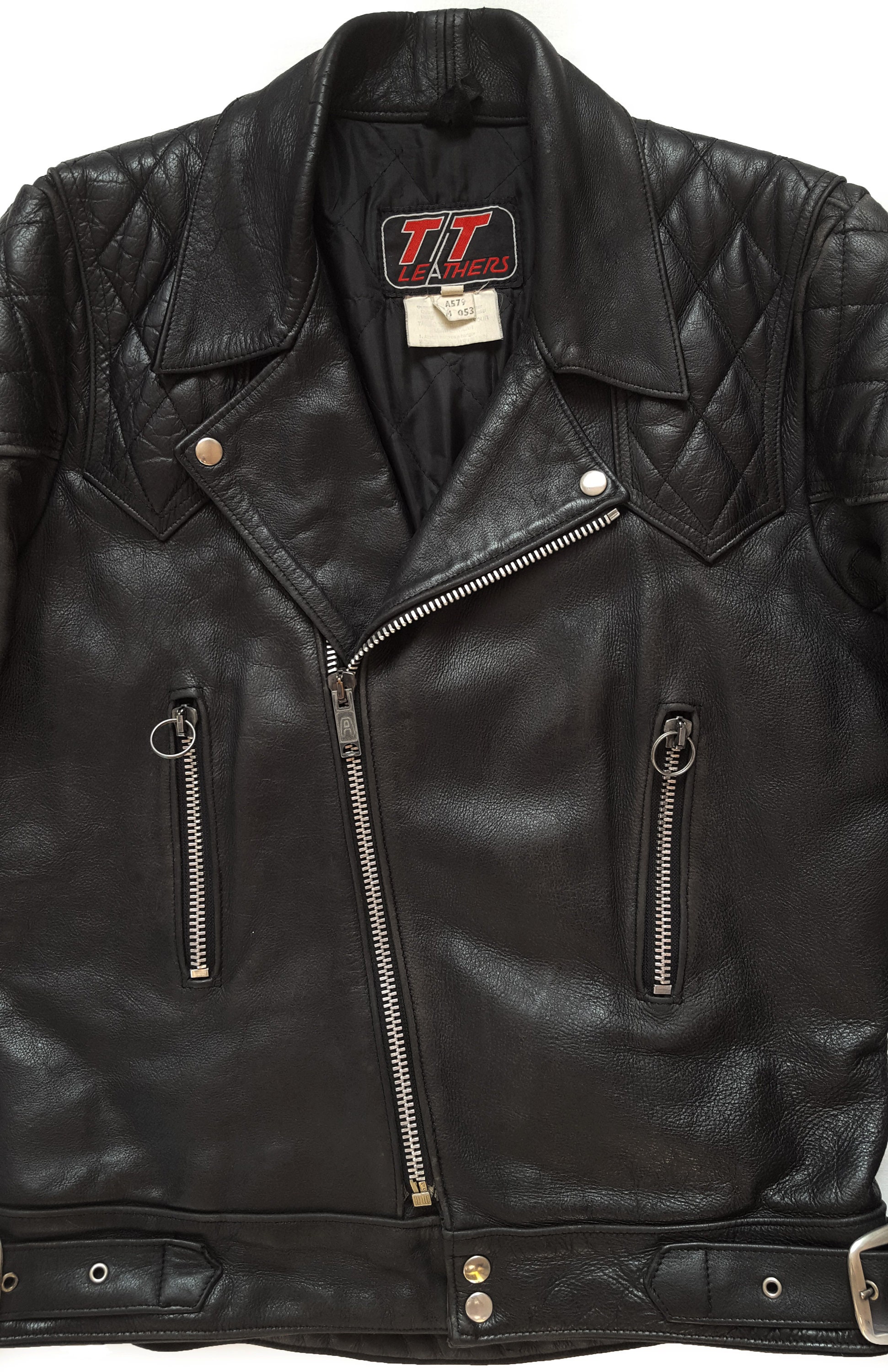Rare Vintage 70s TT Leathers Essex Distressed Leather Rare Vintage 70s TT Leathers Essex Distressed Leather