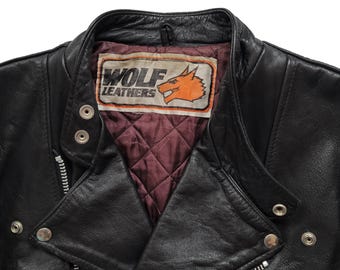 Original Rare Vintage 80s Wolf Leathers Cafe Racer Rider