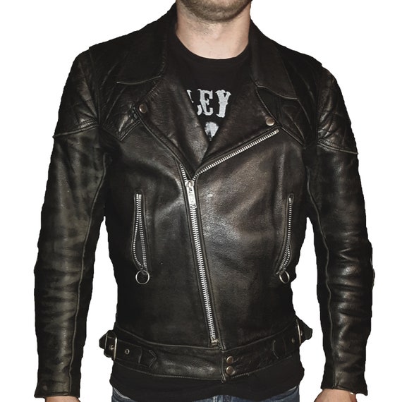 Rare Vintage 70s TT Leathers Essex Distressed Leather Rare Vintage 70s TT Leathers Essex Distressed Leather