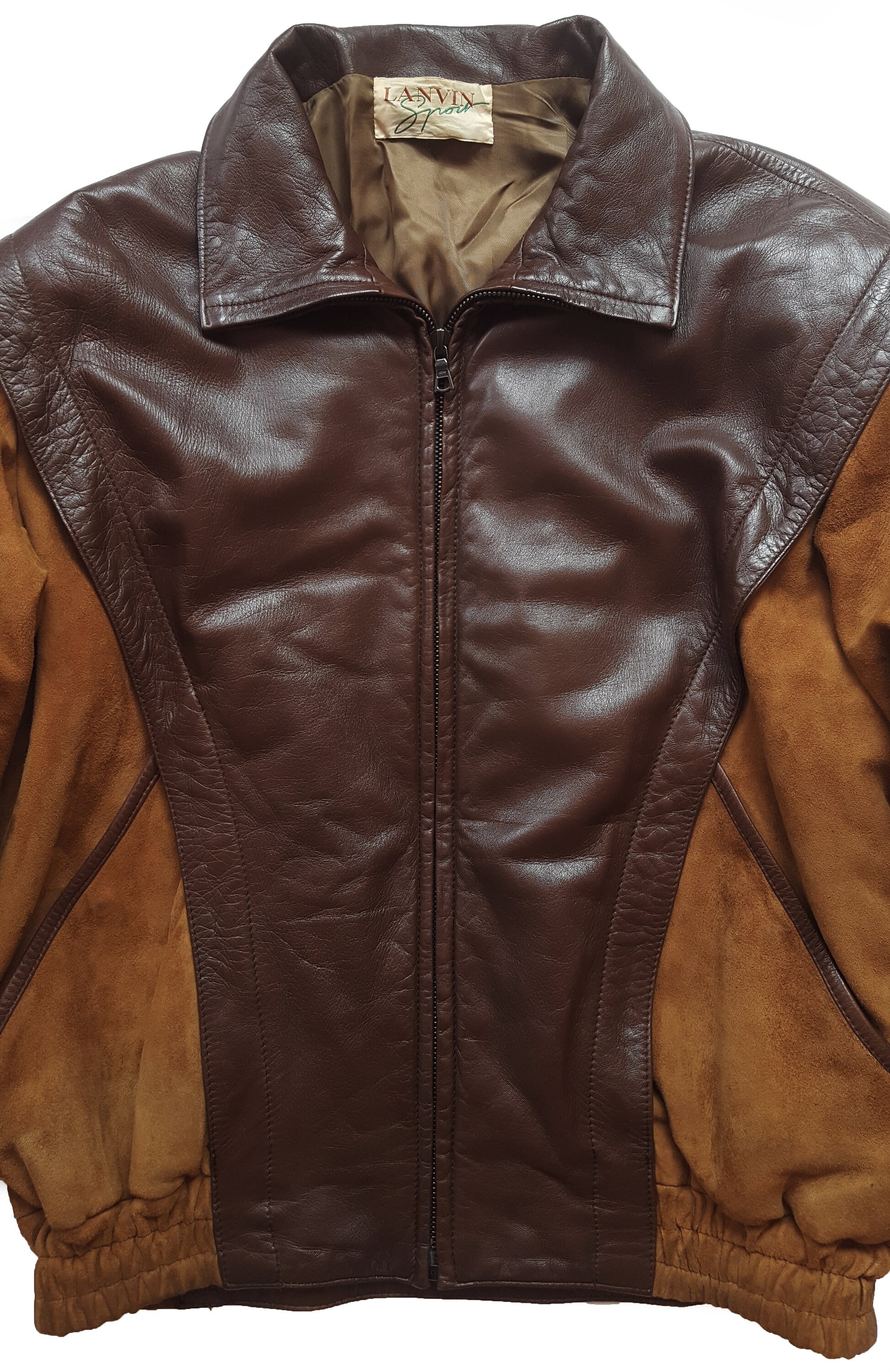 Original Rare Vintage 80s Lanvin Sport Suede & Leather Bomber