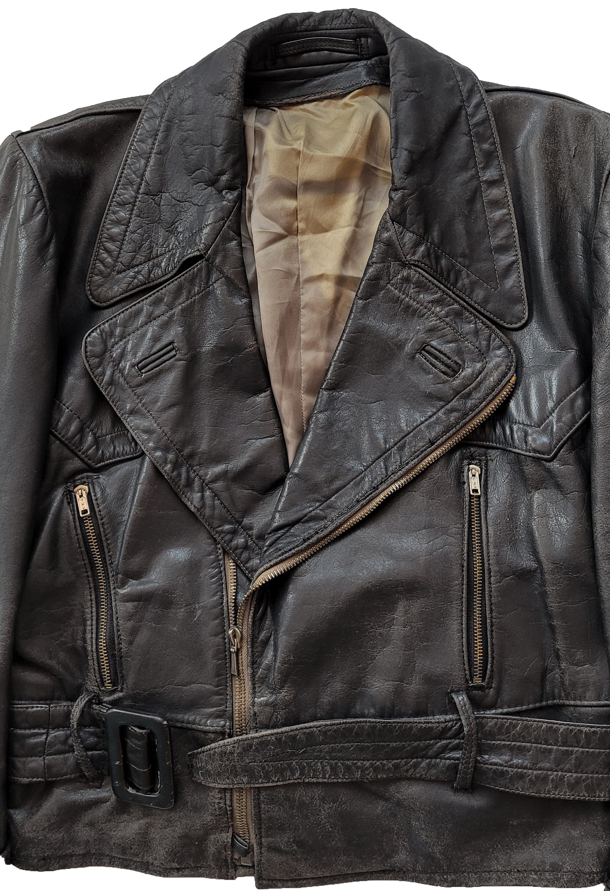 ジャケット・アウター GERMANY Vintage leather jacket 50s vintage 1940s 50s German Luftwaffe Style Black Motorcycle