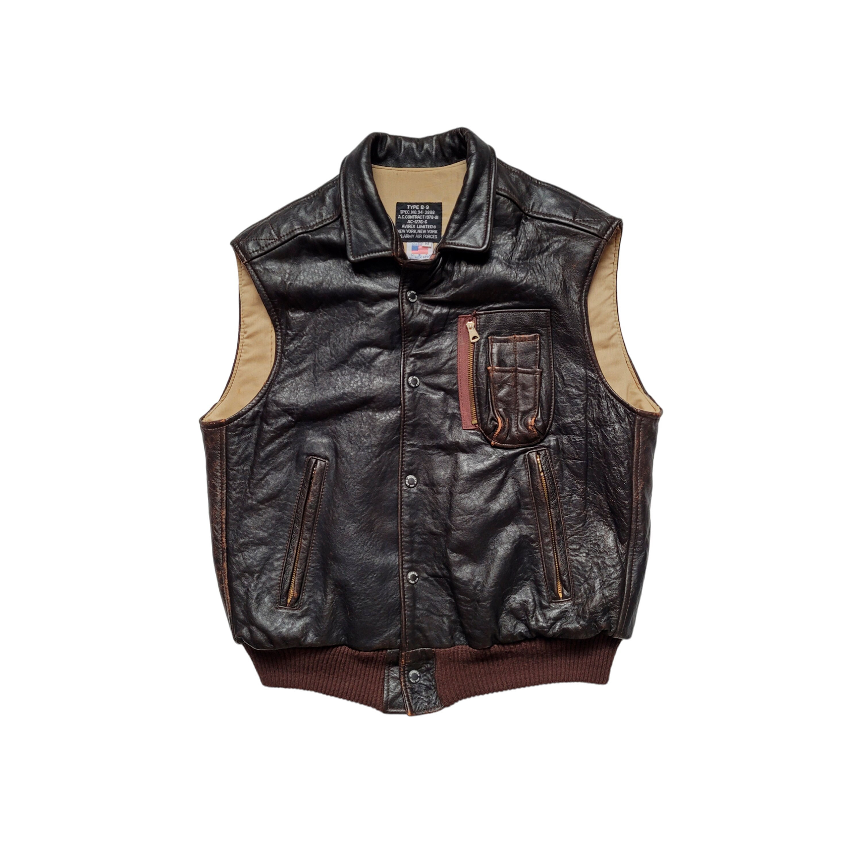 Original Rare Vintage 80s Avirex Type B-9 Old Leather Flight Original Rare Vintage 80s Avirex Type B-9 Old Leather Flight