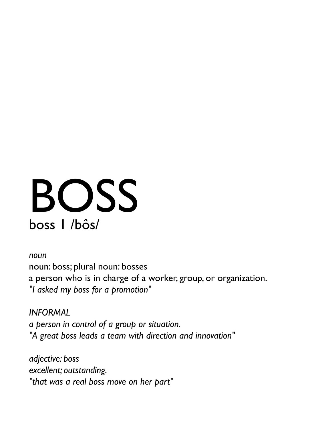 BOSS Definition Wall Art PRINTABLE Office Art Etsy
