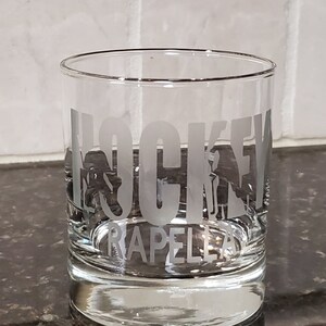 Personalized Hockey Themed Hand Etched Whiskey Glass