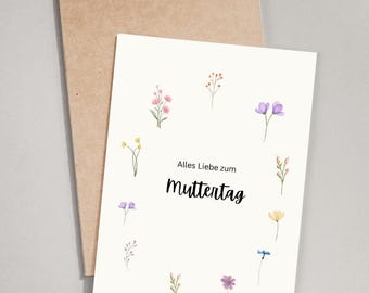 Tarjeta imprimible para el Día de la Madre | Tarjeta de felicitación floral digital para descargar | Regalo de última hora para mamá