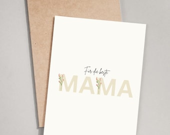 Tarjeta imprimible para el Día de la Madre | Tarjeta de felicitación floral digital para descargar | Regalo de última hora para mamá