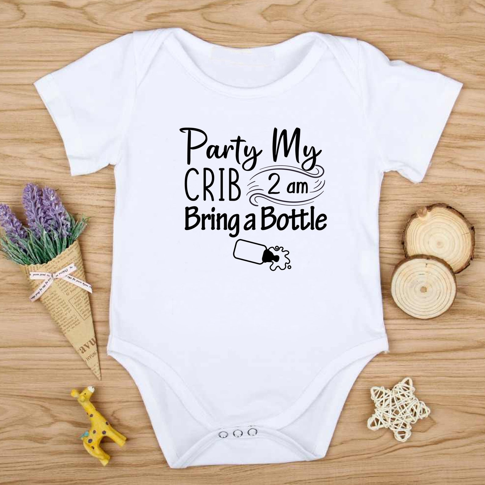 Party At My Crib Onesie Funny Baby Clothes Cute Bodysuit Etsy
