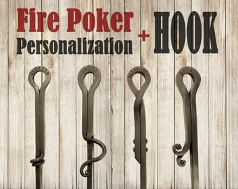 Fire poker personalized + HOOK, Personalized gift, Fireplace tool, Fireplace poker, Fire Poker outdoor