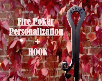 Fire Poker, Fire Poker + hook, Personalized gift, Blacksmith made