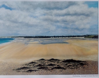 Porthkidney Cornwall print from an original painting, Beach house decor, Cornish beach, paintings of Cornwall