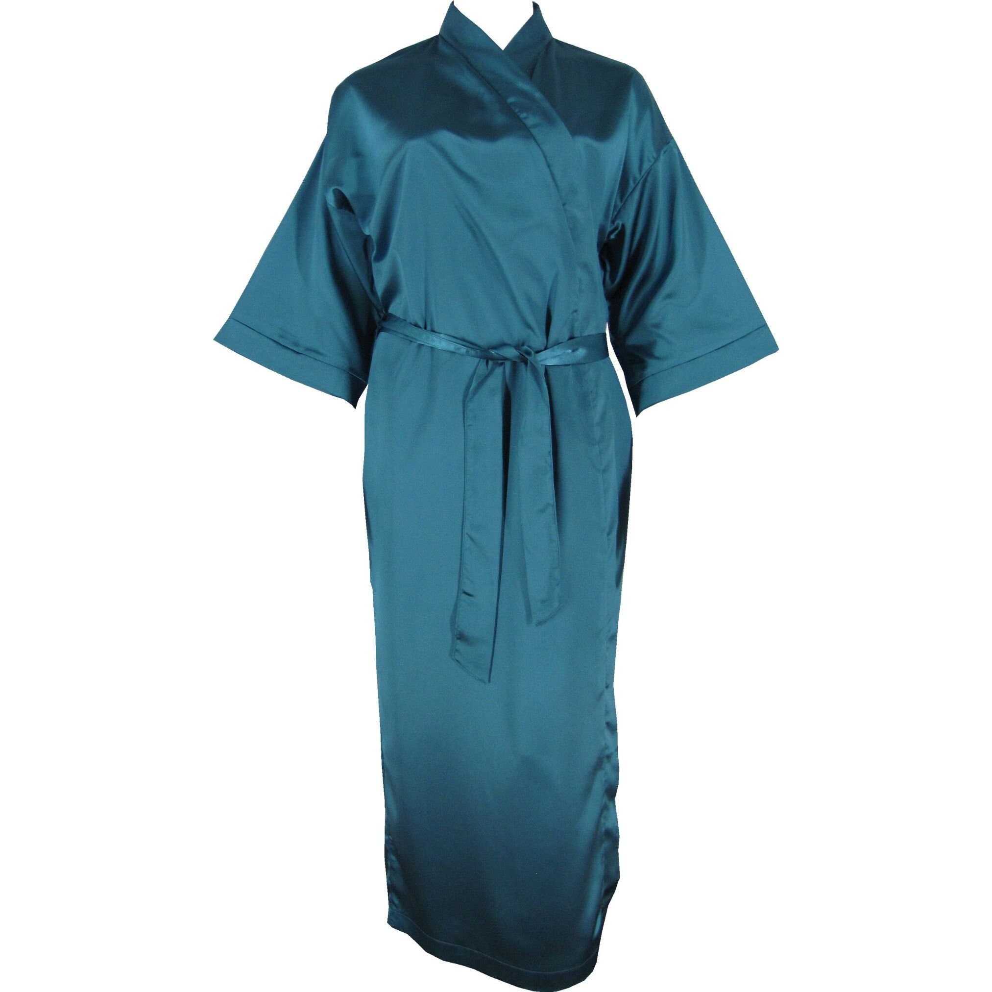 Luxury Pre-wedding Preparations Dark Green Satin Blend Robe