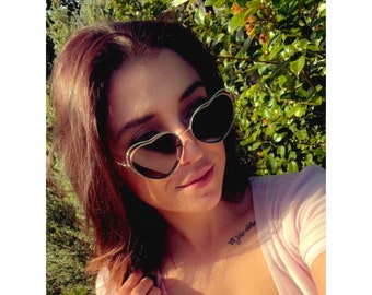 Womens Retro Sonnenbrille Poppy Herzform in Pink oder Mintgrün Gold Metall Oneday Summer Love