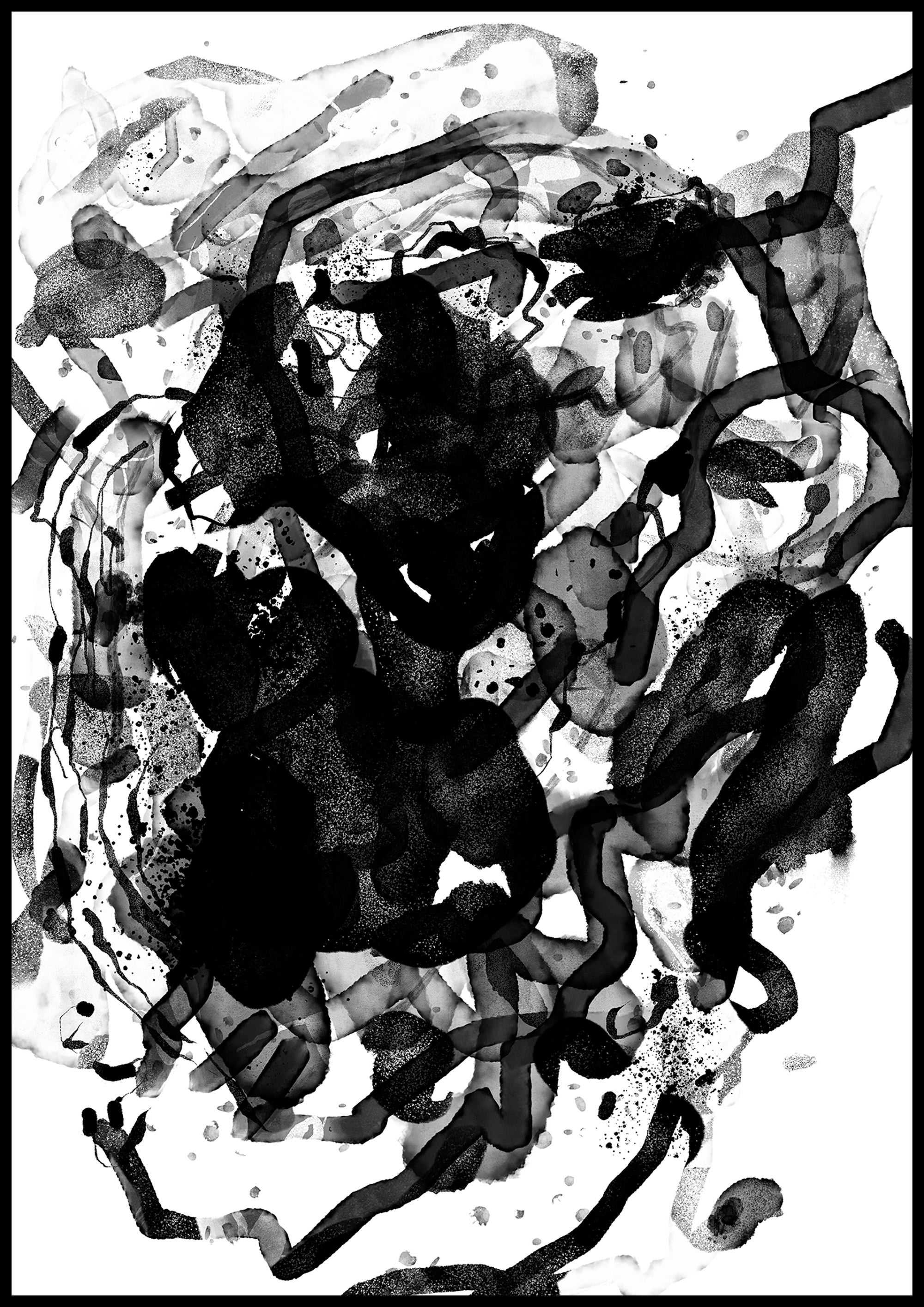 Abstract Black Digital Art Print Set of 5 high resolution Etsy