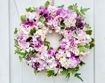 Hydrangea Wreath, Floral Wreath, Spring Wreath, Spring Door Wreath, Lavender Wreath, Hydrangea Door Wreath, Summer Door Wreath