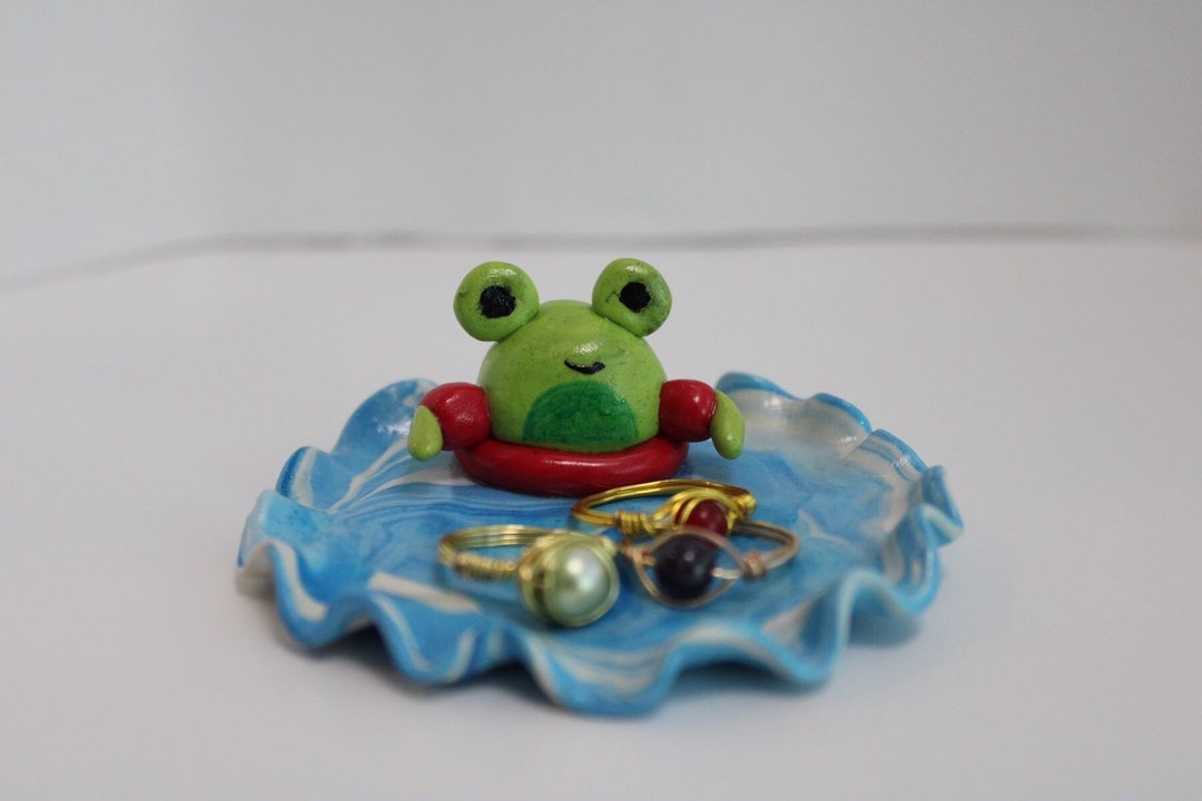 Frog Jewelry Dish, Handcrafted Polymer Clay Ring Dish, Frog Dish Etsy