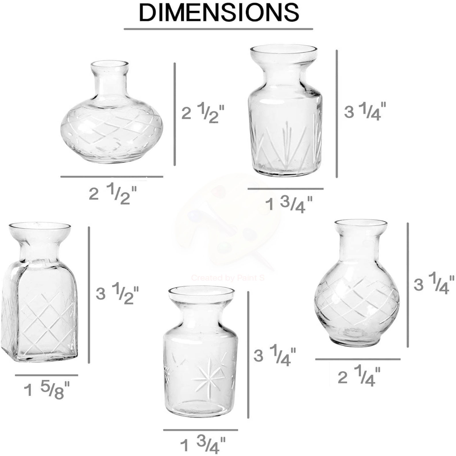 Set of 5 Clear Glass Vases Set Modern Minimalist Mini Bud Vase Etsy