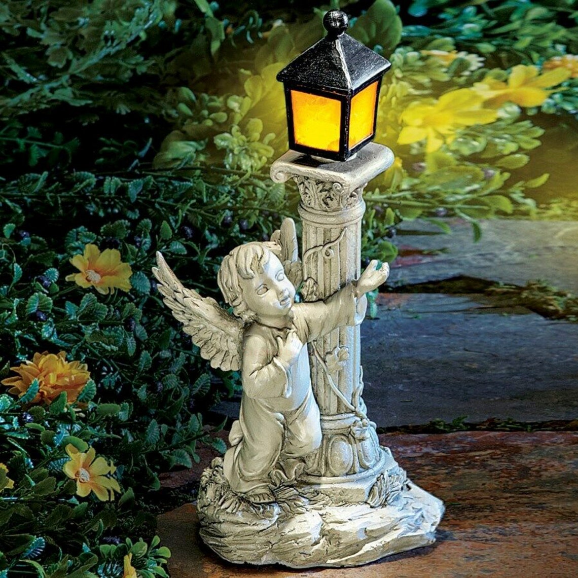 large solar garden statues