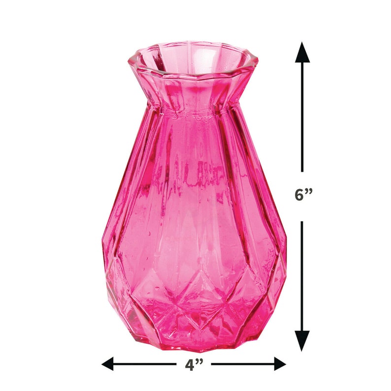 Set of 3 Glass Vases Diamond Bud Vase Set Vintage Glass Etsy