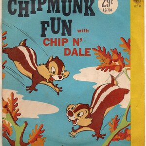 Chipmunk Fun with Chip &#39;N Dale Disneyland 45 RPM Vinyl Children&#39;s Record with Sleeve