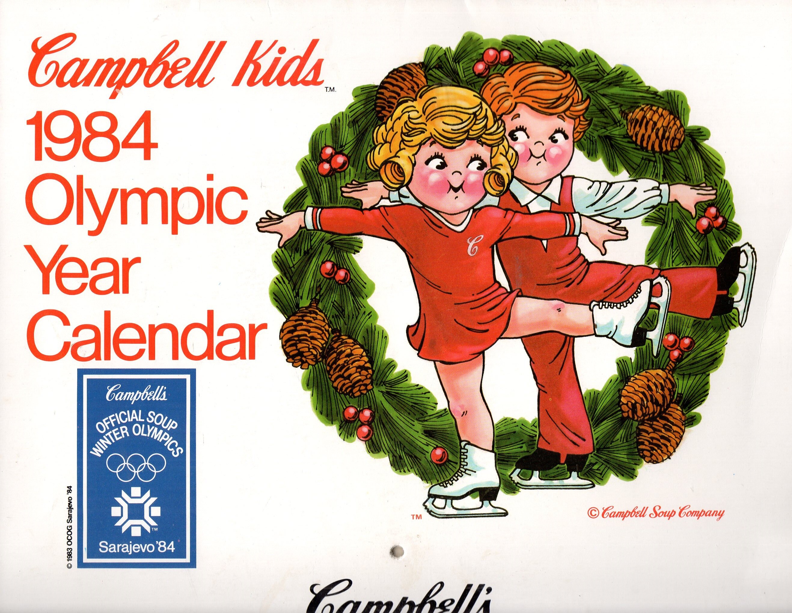 Campbell Kids TM 1984 Olympic Year Calendar Collectible Advertising