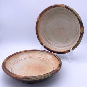 Stacking Wood Fired Dish Set | Dishes with Textured Rims and Line Detail | Stoneware Ceramics