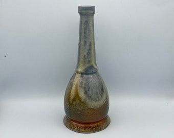 Tall Wood Fired Bottle | Fine Art Ceramic Narrow Neck Vase