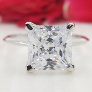 Princess Cut Solitaire Moissanite-verlovingsring, Princess Cut Moissanite-trouwring, 5 kt Princess Cut-damesring, Solitaire-ring