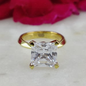 3 Ct Princess Cut Solitaire Engagement Ring, Classic Knife edge Ring, Square Cut Silver Solitaire Ring, Proposal Ring, Anniversary Ring