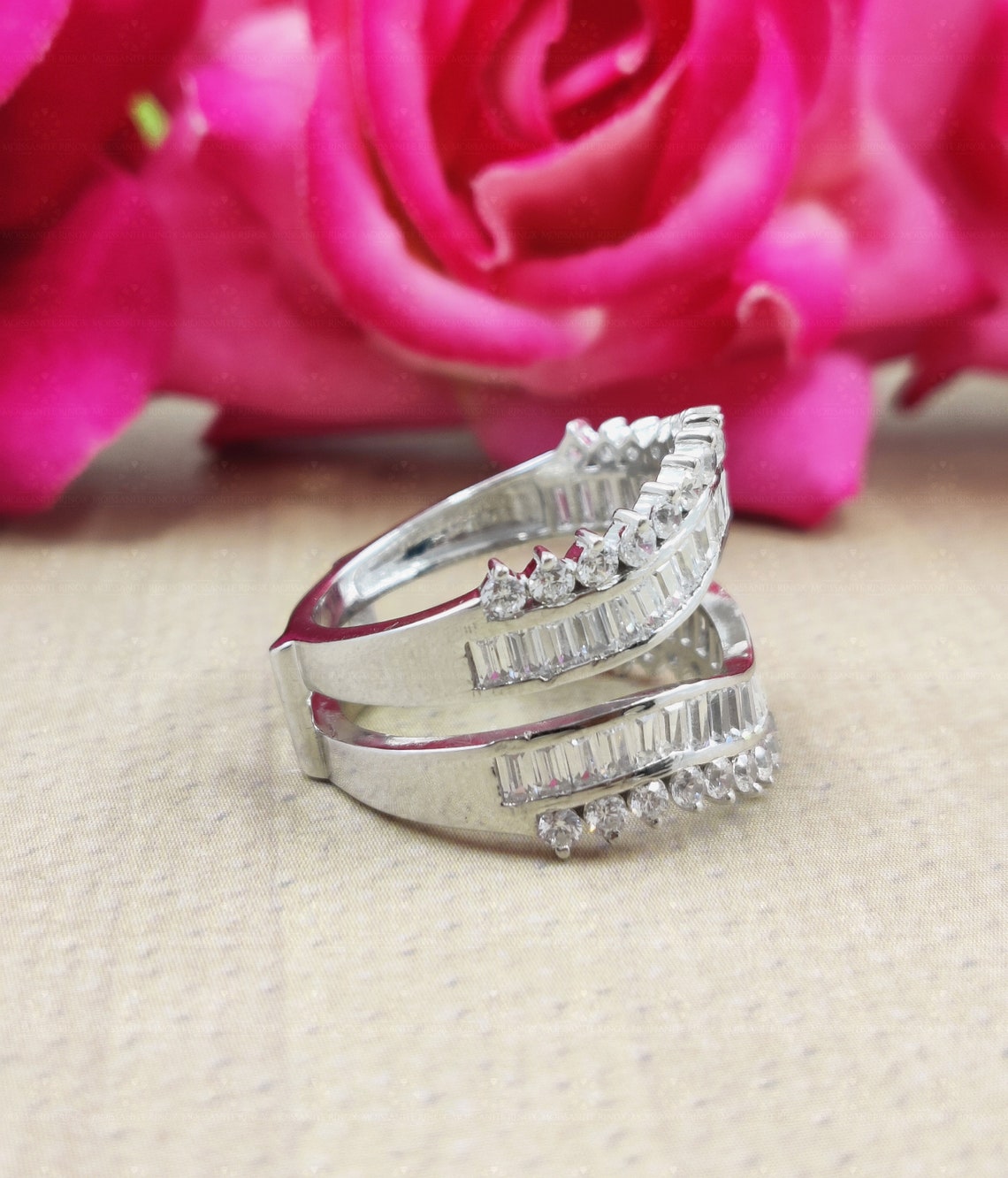 Crown Enhancer Guard Ring Sterling Silver Shadow Wedding Etsy