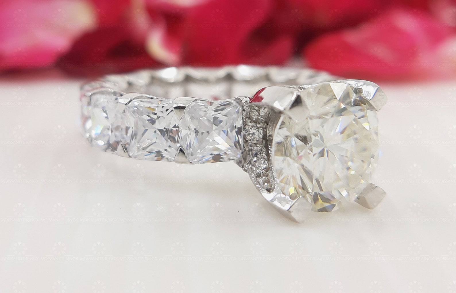 Cushion Cut Wedding Ring Set Sterling Silver Round Cut Etsy