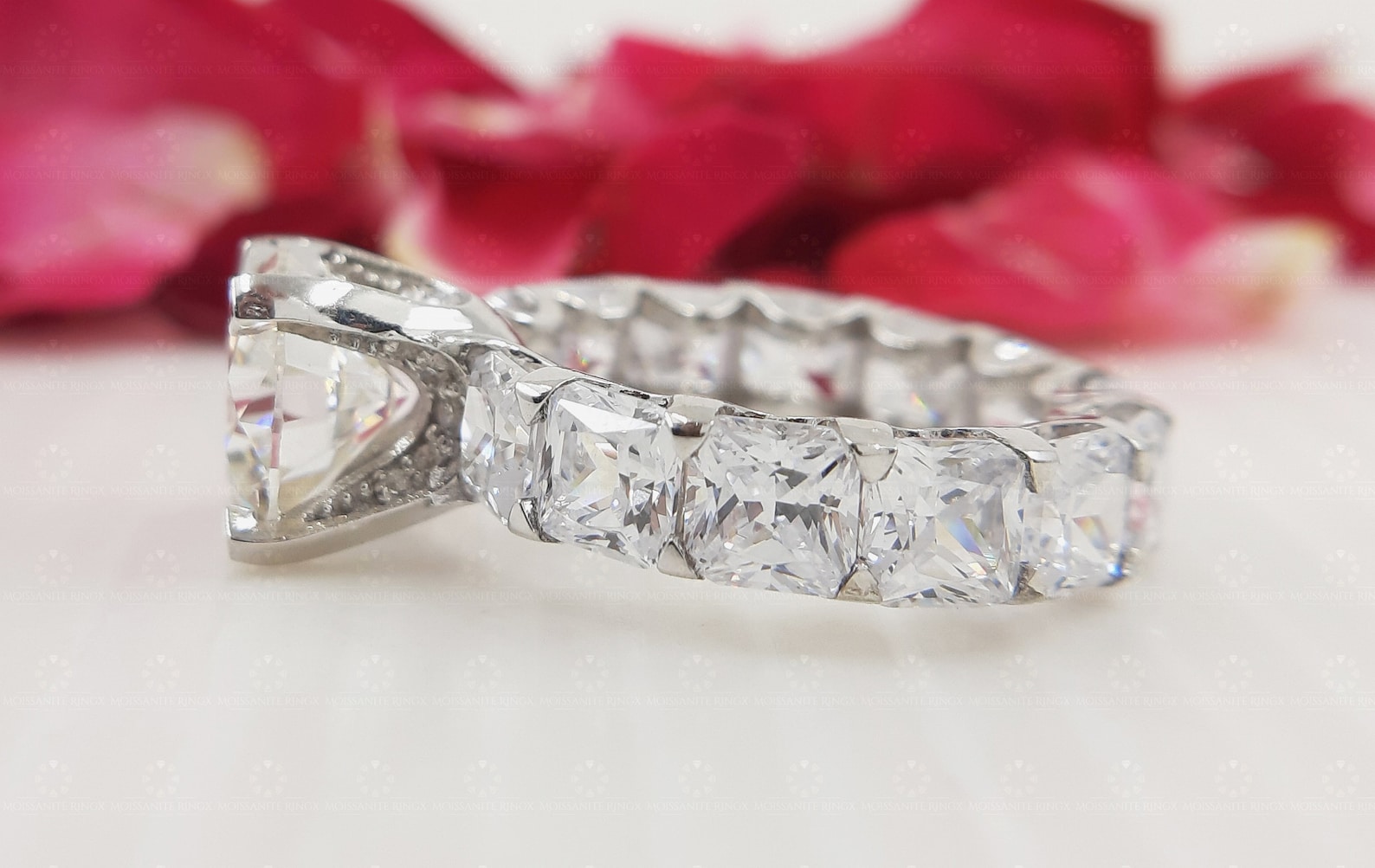 Cushion Cut Wedding Ring Set Sterling Silver Round Cut Etsy