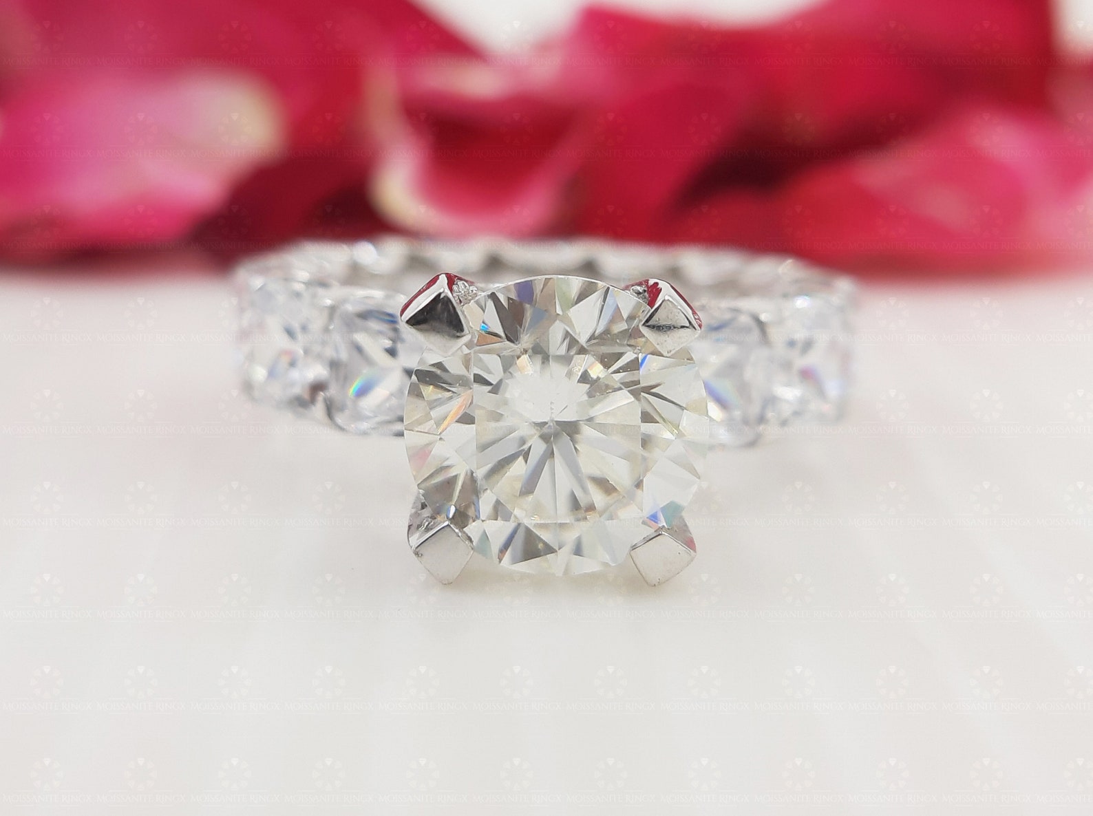 Cushion Cut Wedding Ring Set Sterling Silver Round Cut Etsy