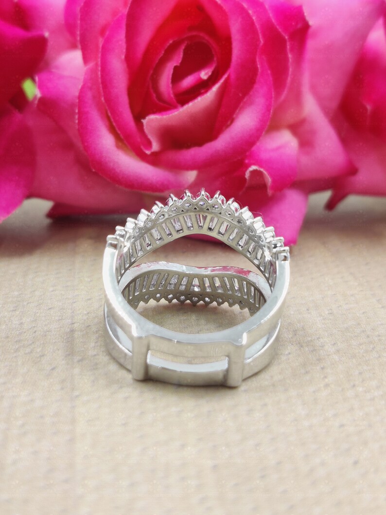 Crown Enhancer Guard Ring Sterling Silver Shadow Wedding Etsy