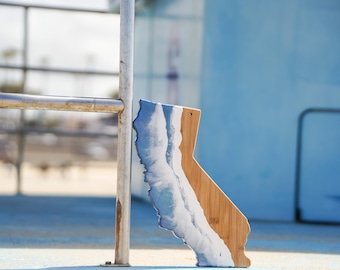 California Shaped Ocean Wave Resin Charcuterie Display Board