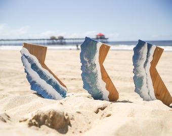 California Rustic Board Charcuterie Board Ocean Resin Art Board Christmas Gifts California Coast