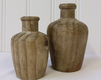 Pair of Wood Stem Vases