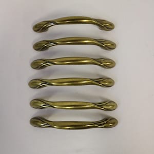 Set of Six Brass Pull Handles