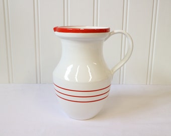 Vintage Pitcher with Red Stripes