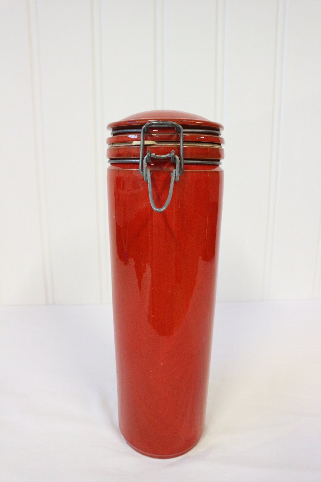 Vintage Red Spaghetti Pasta Jar/canister Etsy