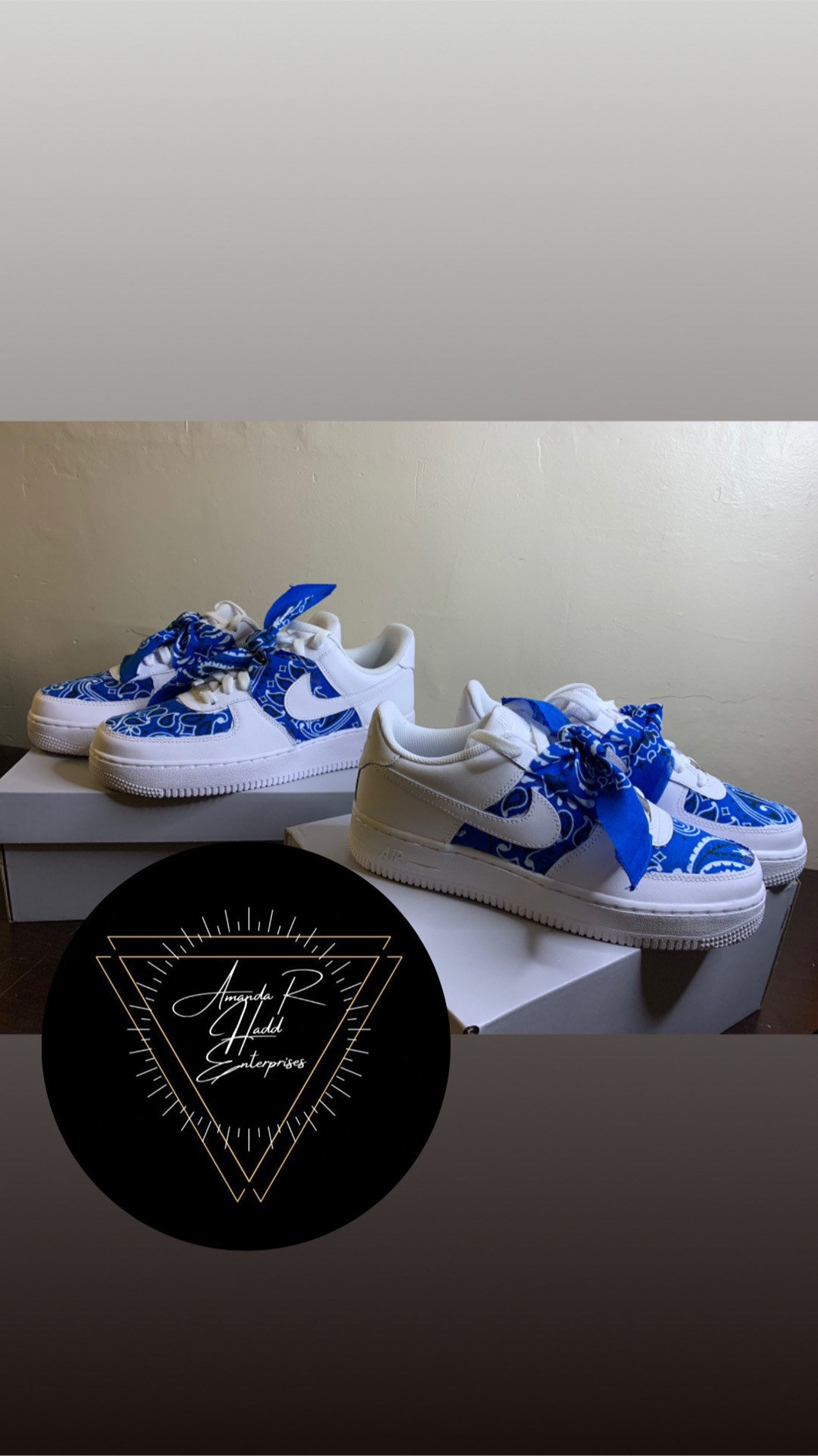 Custom Blue Bandana Air Force Ones AF1 Etsy